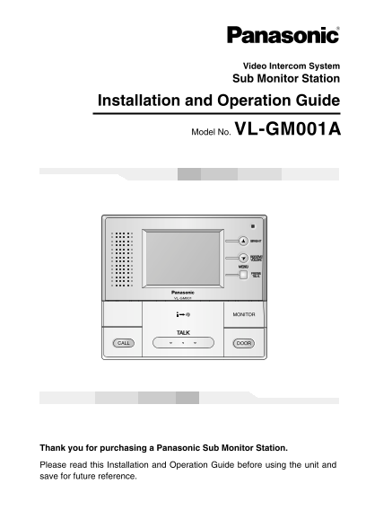 Panasonic VL-GM001A User Guide - Page 1