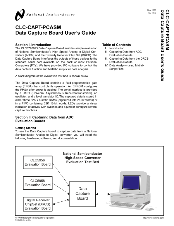 National Semiconductor CLC- CAPT- PCASM Data Capture Board User's Guide - Page 1