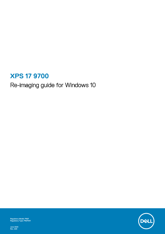 Dell XPS 17 9700 Re-Imaging Guide for Windows 10 - Page 1