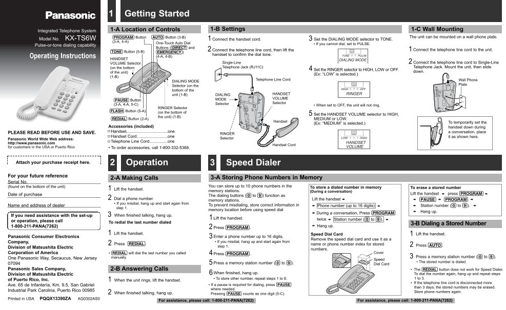 Panasonic KX-TS6W User's Manual - Page 1