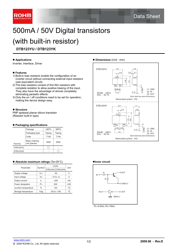ROHM DTB123YU DTB123YK User Guide and Manual - Page 1