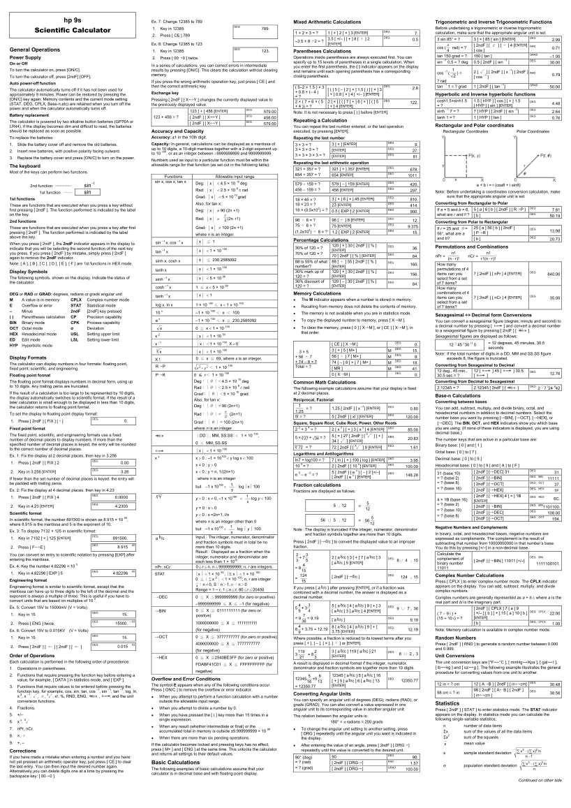 HP 9s Scientific Calculator - HP 9s User's Manual - English / E / HDPMR178E23 - Page 1