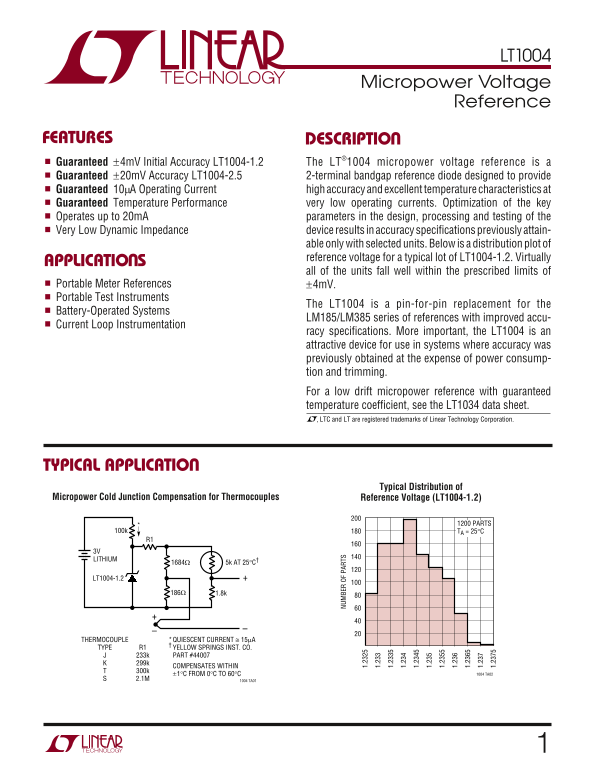 LINEAR TECHNOLOGY LT1004 User's Guide - Page 1
