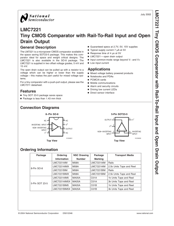 National Semiconductor LMC7221 User Guide - Page 1