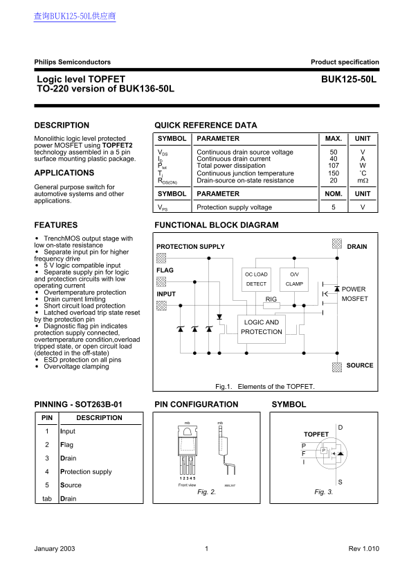 PHILIPS BUK125-50L Data Sheet - Page 1