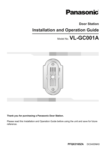 Panasonic VL-GC001A User's Manual - Page 1