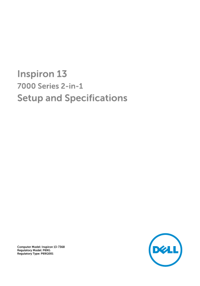 Dell Inspiron 13 7000 Series 2-in-1 Setup and Specifications - Page 1