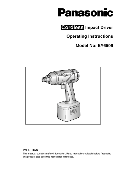 Panasonic EY6506 User Guide - Page 1