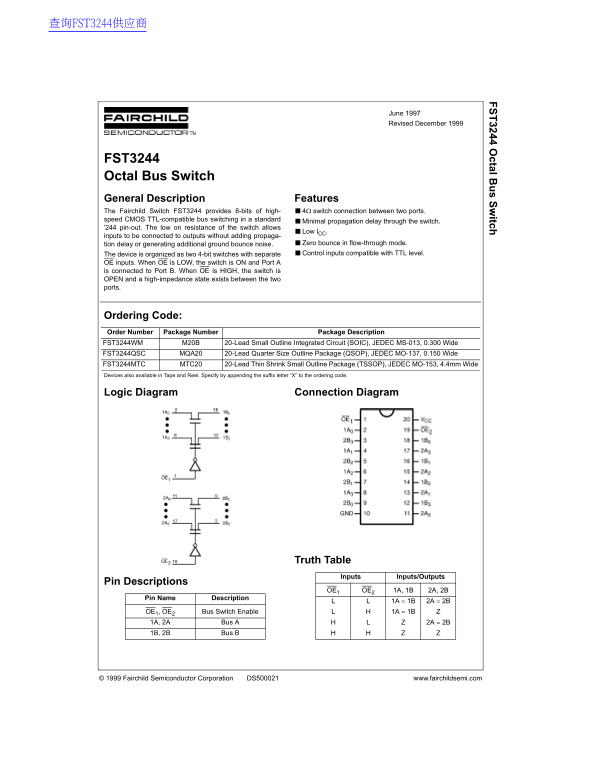 Fairchild FST3244 Data Handbook - Page 1