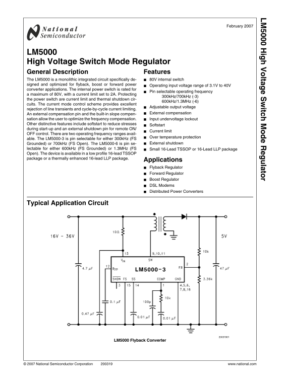 NATIONAL SEMICONDUCTOR LM5000 User Guide - Page 1