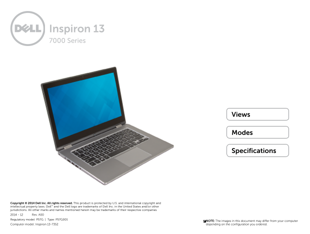 Dell Inspiron 13 7352 Specifications - Page 1