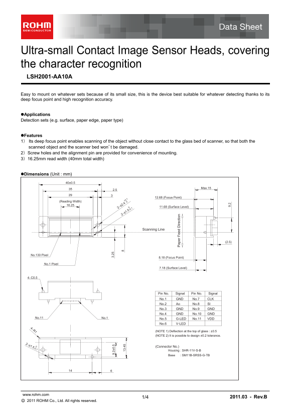 ROHM LSH2001-AA10A Data Sheet - Page 1