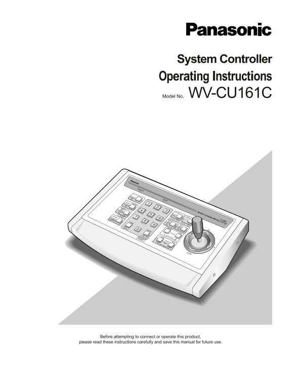 Panasonic WVCU161C User Guide - Page 1