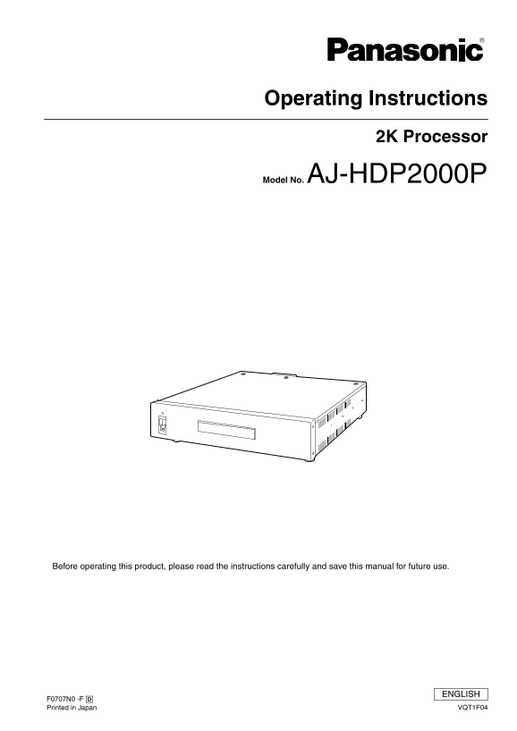 Panasonic AJHDP2000P User Guide - Page 1