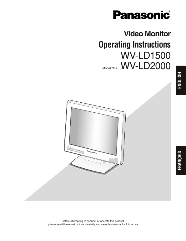 Panasonic WV-LD1500 Model Nos. WV-LD2000 User's Manual - Page 1