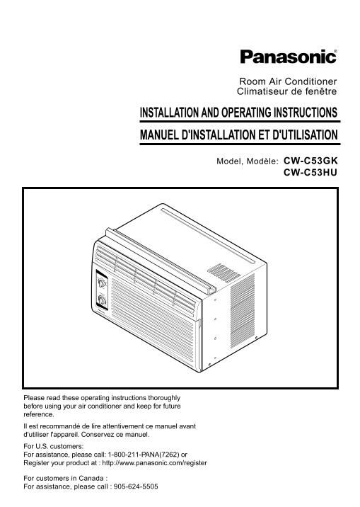 Panasonic CW-C53GK CW-CC53HU Installation and User Guide - Page 1