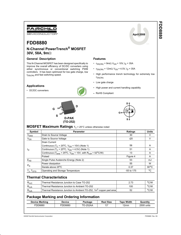 Fairchild FDD8880 Product Manual - Page 1