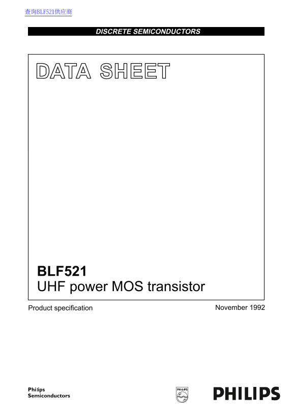 PHILIPS BLF521 Data Sheet - Page 1