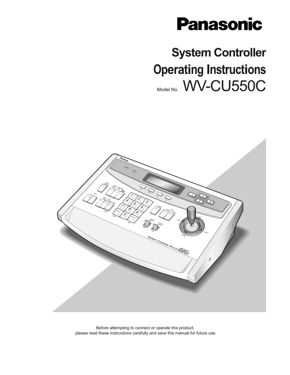 Panasonic WVCU550C User Guide - Page 1