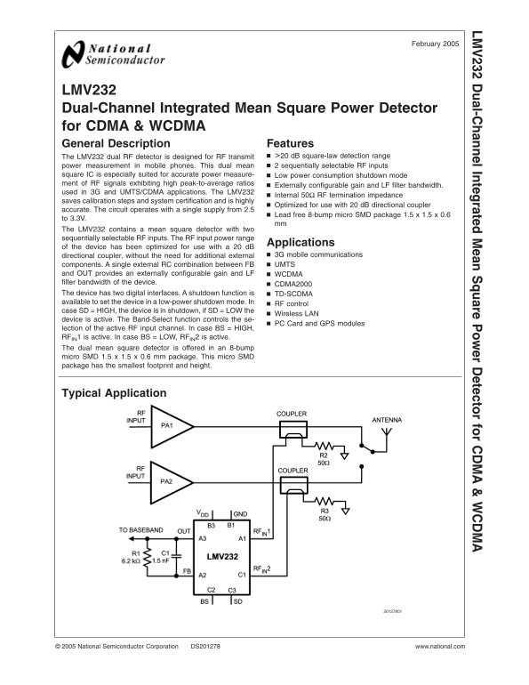 NATIONAL LMV232 Data Sheet - Page 1