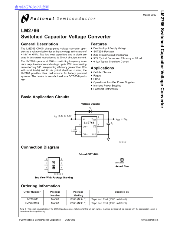 National Semiconductor LM2766 Data Sheet - Page 1