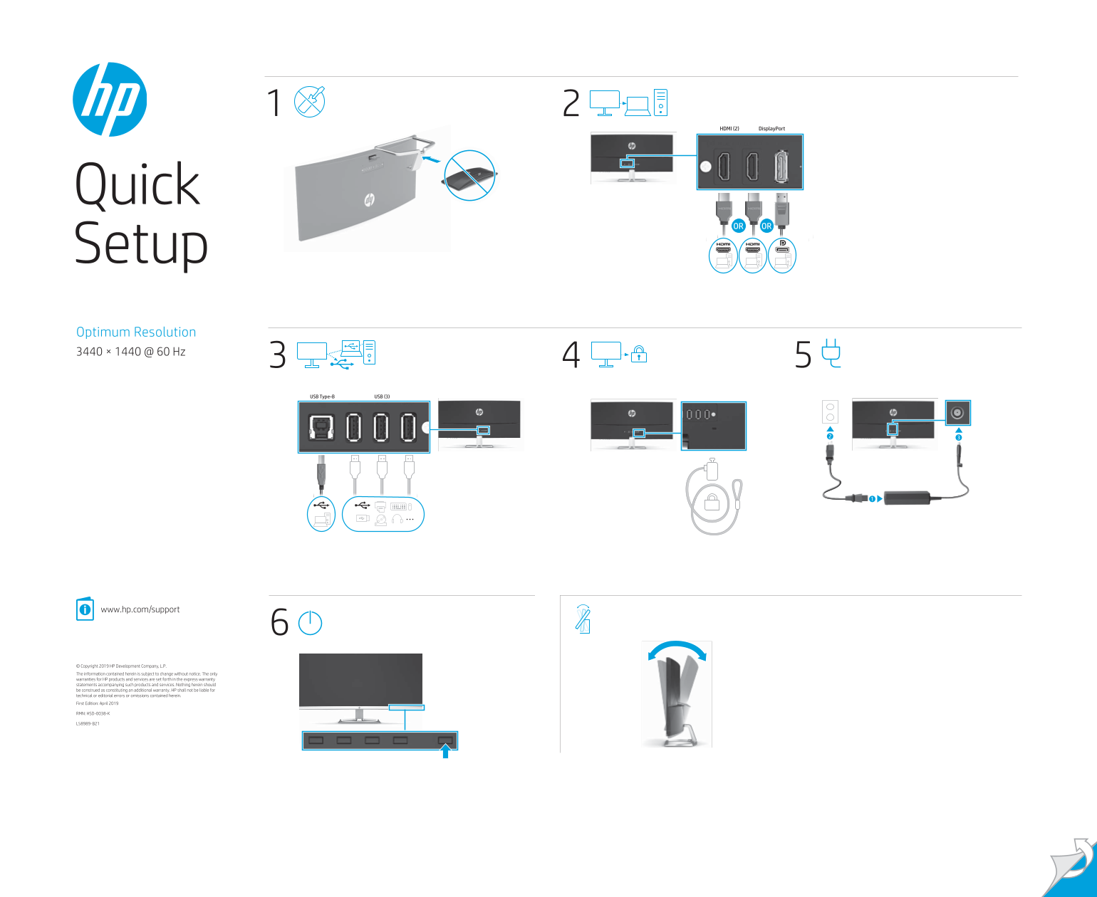 HP Value 34-inch Monitor Quick Installation Guide - Page 1
