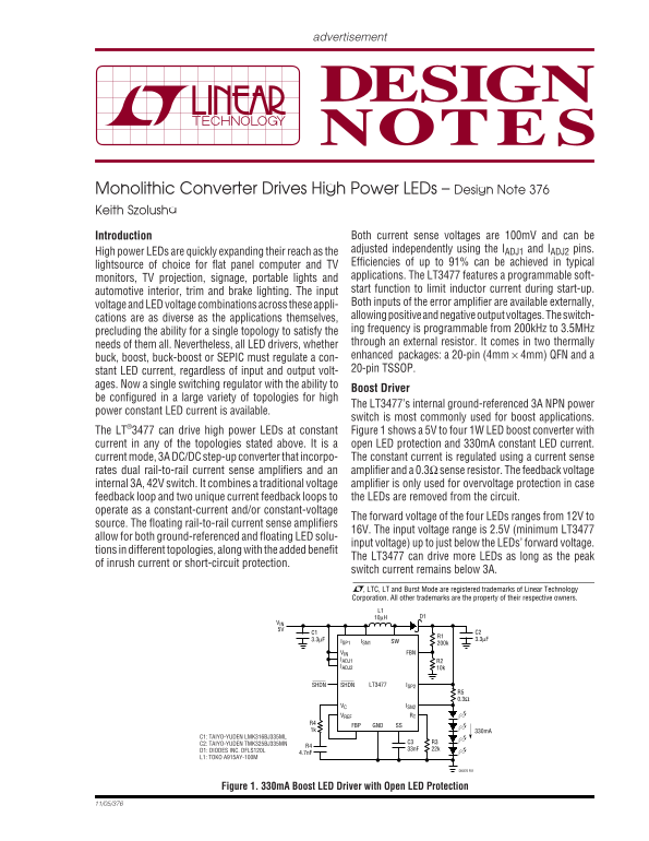 LINEAR dn376f Data Manual - Page 1