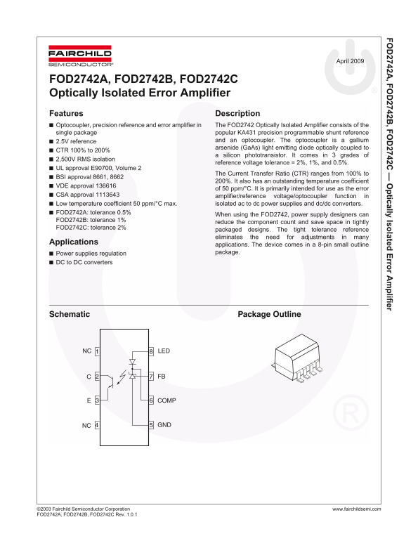 Fairchild FOD2742B Data Handbook - Page 1