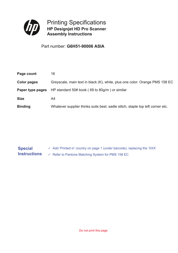 Hewlett-Packard HP DesignJet HD Professional Scanner HP Designjet HD Pro Scanner - Assembly Instructions - Page 1