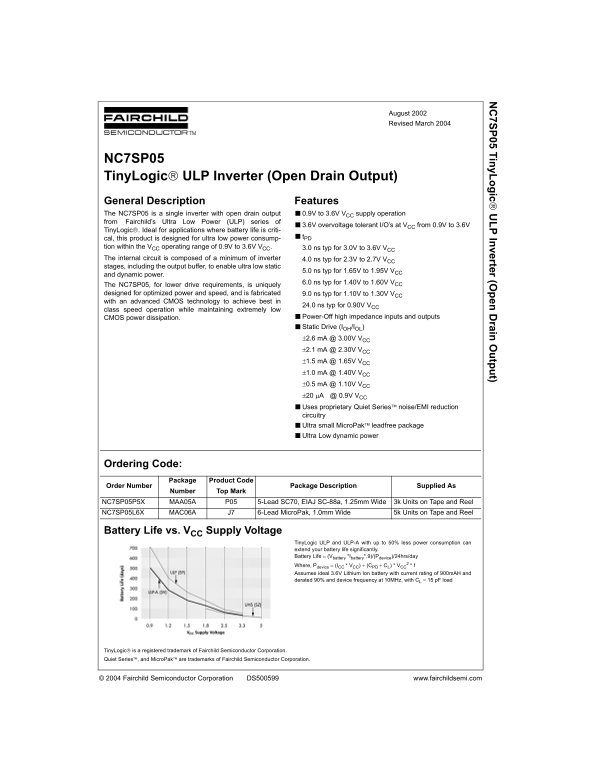 Fairchild NC7SP05 Data Handbook - Page 1