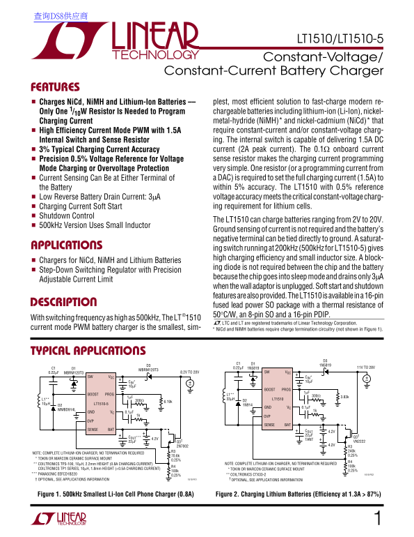 LINEAR LT1510 LT1510-5 Data Sheet - Page 1