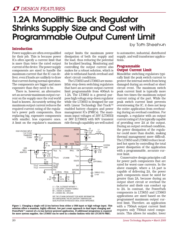 LINEAR LT3653 User Guide and Manual - Page 1
