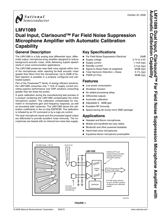NATIONAL SEMICONDUCTOR LMV1089 User's Manual - Page 1