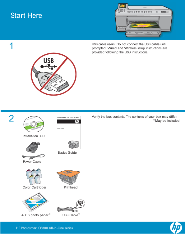 HP Photosmart C6300 Series Setup Guide - Page 1