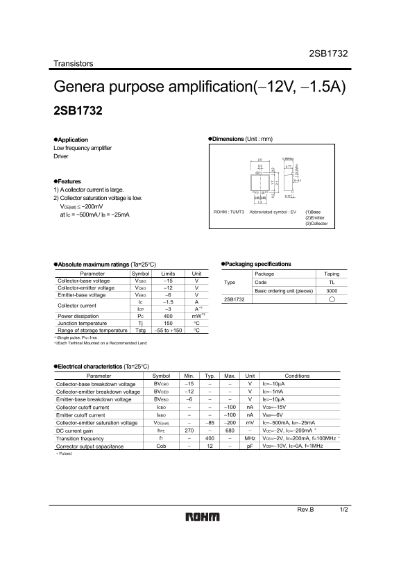 ROHM 2SB1732 User Guide and Manual - Page 1