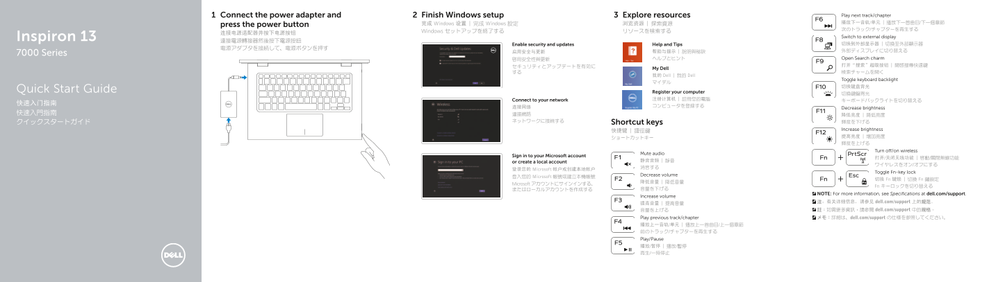Dell Inspiron 13 7347 Quick User Guide - Page 1
