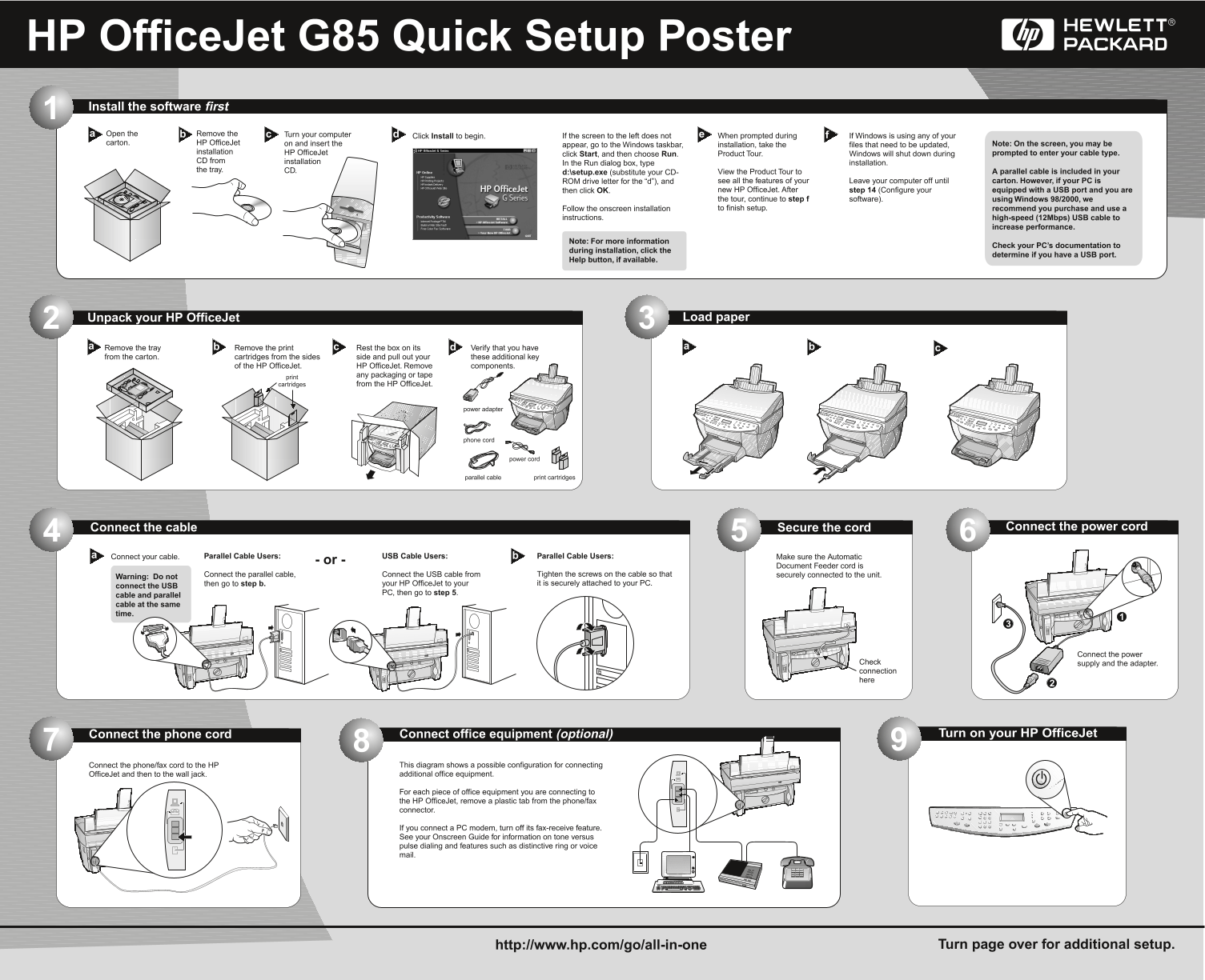 HP Officejet g85 - Multifunction Printer Series HP Officejet G85 - (English) Quick Setup Poster for Windows. - Page 1