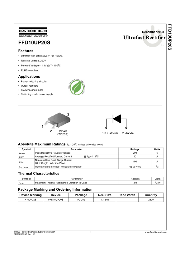 Fairchild FFD10UP20S Data Handbook - Page 1