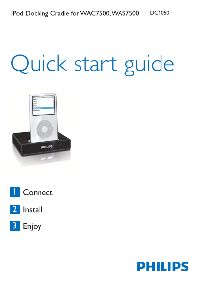 Philips iPod Docking Cradle for WAC7500, WAS7500 Quick Start Guide - Page 1