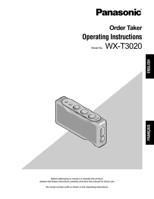 Panasonic WX-T3020 User Guide - Page 1