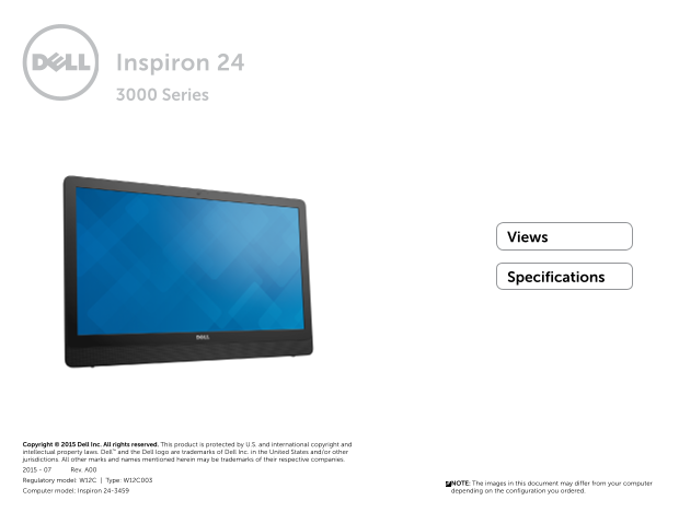 Dell Inspiron 24 3459 Specifications - Page 1