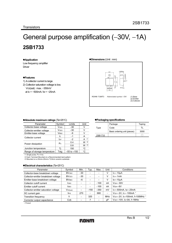 ROHM 2SB1733 Owner's Manual - Page 1