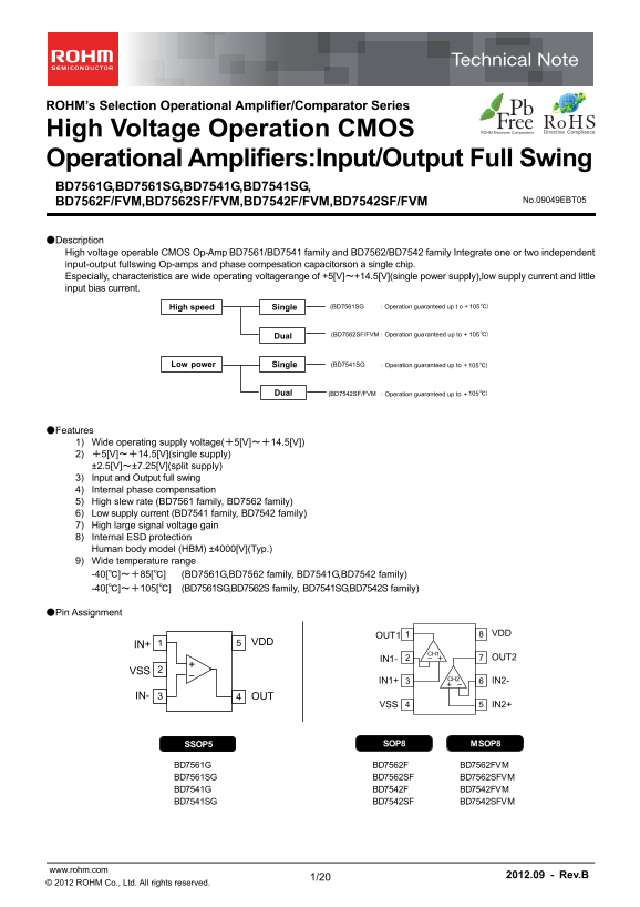 Rohm BD7562SFVM Technical Note - Page 1