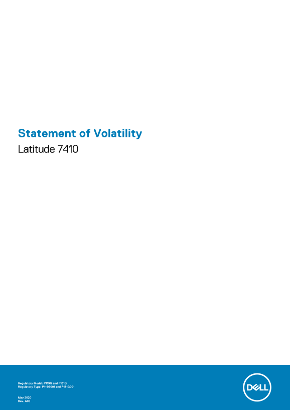 Dell Statement of Volatility Latitude 7410 Owner's Manual - Page 1