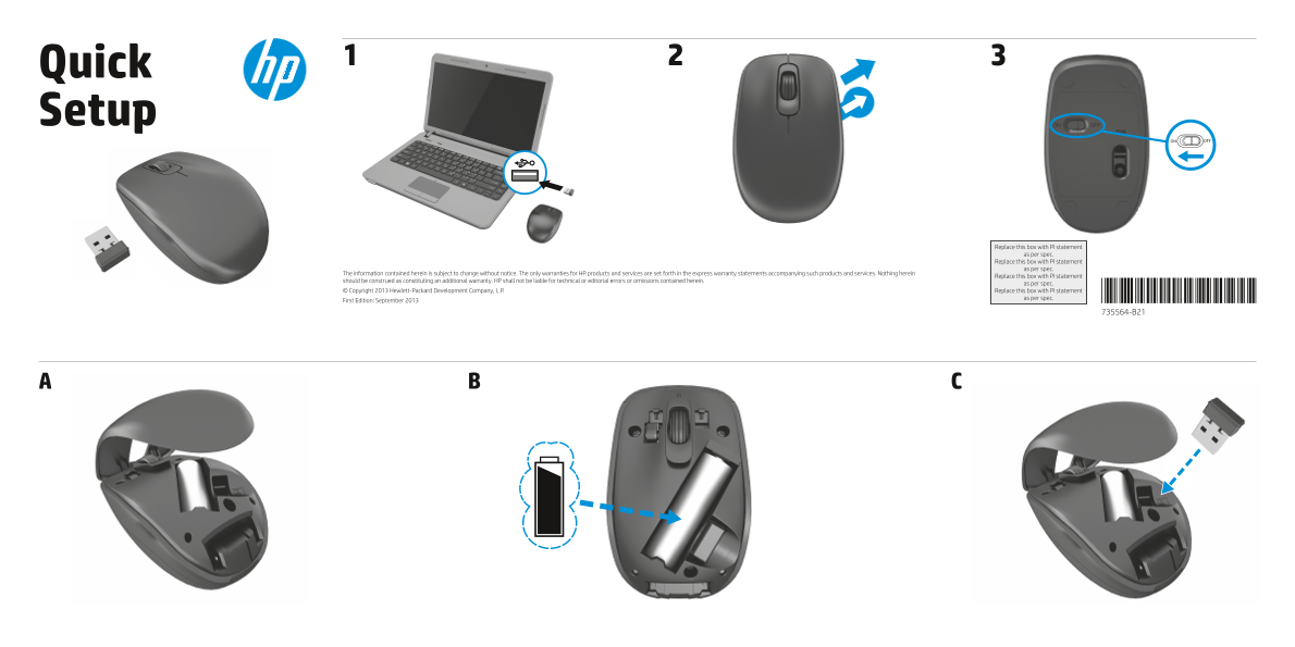 HP Z3600 Wireless Mouse Quick Setup Guide - Page 1