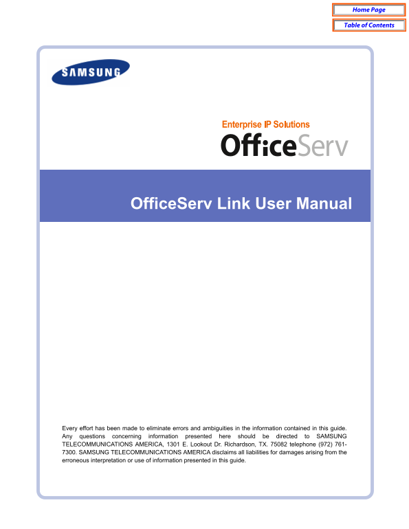 Samsung OfficeServ Link User Guide - Page 1