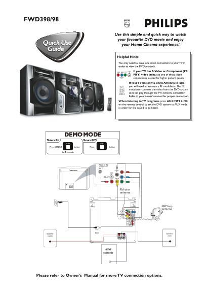 PHILIPS FWD398 98 Quick User Guide (English) - Page 1
