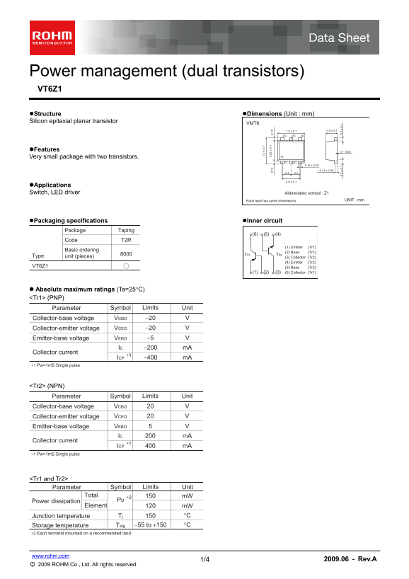 ROHM VT6Z1 User Guide and Manual - Page 1