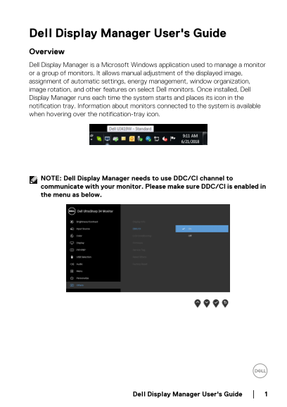 Dell U3419W Dell Display Manager User's Guide - Page 1