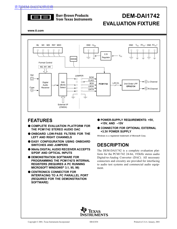 Texas Instruments DEM-DAI1742 Data Sheet - Page 1